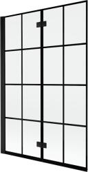 Mexen Mist 2-paneles baloszárny keret bal 120 x 150 cm, fekete rács, fekete - 8A9-120-002-70-77-L