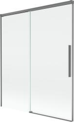 Mexen Rox kétszárnyú, toló, 140 x 150 cm-es fürdőkádparaván, átlátszó, gun metal - 8C9-140-001-95-00