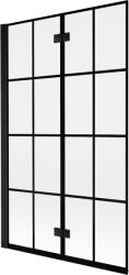 Mexen Mist 2-szárnyú bal oldali kádparaván 110 x 150 cm, fekete rács, fekete - 8A9-110-002-70-77-L