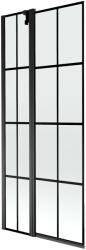 Mexen Flip 2-szárnyú fürdőkádparaván, 80 x 150 cm, fekete rácsos, fekete - 894-080-101-70-77
