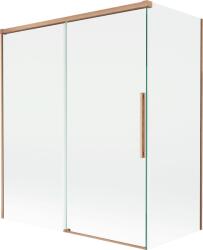 Mexen Rox 2-szárnyú, tolható fürdőszobai paraván 140 + 70 x 150 cm, átlátszó, kefe hatású réz - 8C9-140-070-65-00