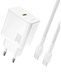 Dudao A27PCEU мрежово зарядно устройство с Type-C конектор, 30 W, PD бързо зареждане + кабел Type-C, БЯЛО GP-190591 (GP-190591)