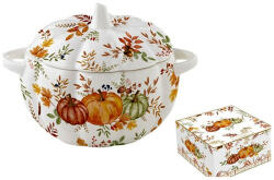  Porcelántál fedővel, tökformájú, 19x16cm, dobozban, Harvest - Easy Life-Nuova