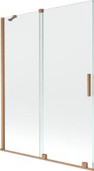 Mexen Velar 2 szárnyas, átlátszó, 130 x 150 cm-es, kefe hatású réz tolható kádparaván - 896-130-000-01-65