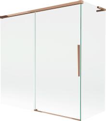 Mexen Rox L fürdőkád feletti paraván, 2-szárnyas, tolóajtós 160 + 75 x 150 cm, átlátszó, rózsaarany - 8C9L-160-075-60-00