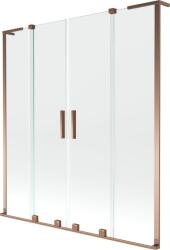 Mexen Velar L Duo fürdőkád paraván, 2-szárnyú tolóajtós, 150 x 150 cm, átlátszó, rózsaarany - 896-150-003-02-60
