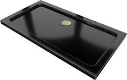 Mexen Flat slim téglalap alakú zuhanytálca 120 x 70 cm, fekete, arany szifon - 40707012G