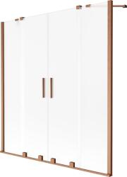 Mexen Velar Duo fürdőkád paraván, 2 szárnyú tolóajtó, 150 x 150 cm, homályos, kefezett réz - 896-150-000-32-65