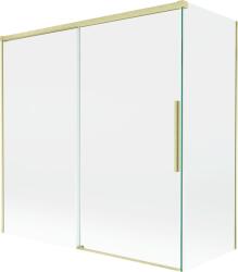 Mexen Rox kádparaván 2-szárnyas tolóajtós 160 + 70 x 150 cm, átlátszó, arany szálcsiszolt - 8C9-160-070-55-00