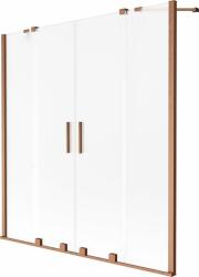 Mexen Velar Duo 2-szárnyú kihúzható kádparaván 160 x 150 cm, jégfátyol, csiszolt réz - 896-160-000-32-65