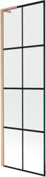 Mexen Next L fürdőkádparaván, 1 szárnyú, 60 x 150 cm, fekete rácsos, csiszolt réz - 895-060-000-03-77-65