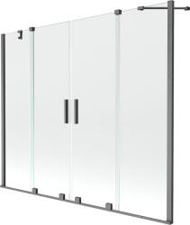 Mexen Velar Duo kétszárnyú kádparaván, 190 x 150 cm, átlátszó, kefélt szürke - 896-190-000-02-66