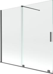 Mexen Velar 2 szárnyú, toló kádparaván 170 x 160 cm, átlátszó, gun gray kefe hatású - 896-170-000-01-66