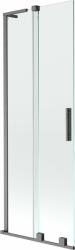 Mexen Velar L 2 szárnyas, toló fürdőszobai paraván 75 x 150 cm, átlátszó, kefélt szürke - 896-075-003-01-66