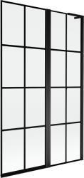 Mexen Mist L kádparaván 2-szárnyú jobb 110 x 150 cm, fekete rácsos, fekete - 8A9L-110-011-70-77-P