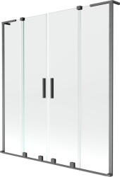 Mexen Velar L Duo kétszárnyú, tolható fürdőszobai paraván 160 x 150 cm, átlátszó, gun gray kefe - 896-160-003-02-66