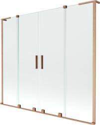 Mexen Velar L Kétszárnyú, 180 x 150 cm-es csúsztatható fürdőszobai paraván, átlátszó, kefe hatású réz - 896-180-003-02-65