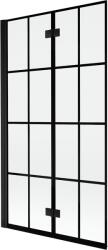 Mexen Mist 2-szárnyú bal oldali fürdőképernyő 100 x 150 cm, fekete rács, fekete - 8A9-100-002-70-77-L