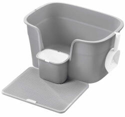 Brius Litiera pisici xl pereti inalti colector nisip depozitare, 64x44x33 cm, design deschis, gri (EZ-PPT003G01)