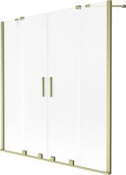 Mexen Velar Duo kétszárnyú toló kádparaván 140 x 150 cm, homokfújt, arany kefés - 896-140-000-32-55