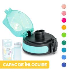 Klarstein Capac de schimb Wakaba pentru sticle de apă de 350/400/500 ml | Gât din plastic | Fără BPA (SMF1-turkisdeckel) (SMF1-turkisdeckel) - electronic-star