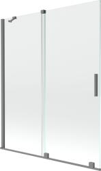 Mexen Velar 2-szárnyú toló fürdőkád paraván 140 x 150 cm, átlátszó, sötétszürke - 896-140-000-01-95
