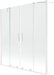 Mexen Velar Duo 2 szárnyas, tolóajtós kádparaván 160 x 150 cm, átlátszó, fehér - 896-160-000-02-20