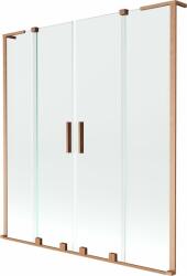 Mexen Velar L Duo 2 szárnyas tolóajtós fürdőszobai paraván 150 x 150 cm, átlátszó, kefe bronz színű - 896-150-003-02-65