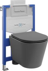 Mexen Rico rejtett WC szerelőkészlet Fenix XS-U WC csészével és lassan záródó ülőkével, sötétszürke matt