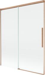 Mexen Rox 2-szárnyú, tolóajtós fürdőkádparaván 140 x 150 cm, átlátszó, kefélt réz - 8C9-140-001-65-00