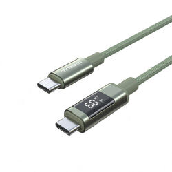 Choetech XCC-1068 PD 60W USB-C - USB-C kábel kijelzővel 1.2 m - Zöld