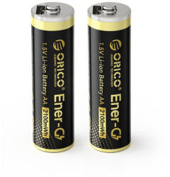 ORICO Ener-G EG5C Lítium Akkumulátor 1.5V 2100mWh AA USB-C Újratölthető Akkumulátor Töltőkábellel 2 db