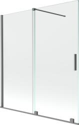 Mexen Velar kétrészes, toló zuhanyfal 150 x 150 cm, átlátszó, gun metal - 896-150-000-01-95