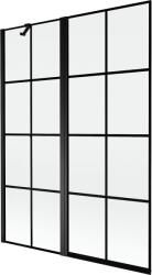 Mexen Mist 2-szárnyas bal zuhanyfal 130 x 150 cm, fekete rács, fekete - 8A9-130-011-70-77-L