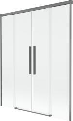 Mexen Rox 150 x 150 cm-es, 2-szárnyú, átlátszó, gun metal színű toló fürdőkád paraván - 8C9-150-002-95-00