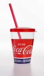 Snips pohár 385ml, fedél + szívószál, Coca-cola mintával (002002)