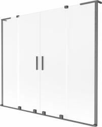 Mexen Velar L Duo kádparaván 2 szárnyas tolóajtó 180 x 150 cm, jégvirágos, gun szürke kefélt - 896-180-003-32-66