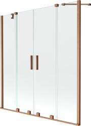 Mexen Velar Kétszárnyas, 160 x 150 cm-es toló kádparaván, átlátszó, csiszolt réz - 896-160-000-02-65