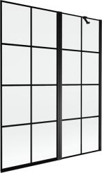 Mexen Mist kétszárnyú jobb oldali kádparaván 140 x 150 cm, fekete rács, fekete - 8A9-140-011-70-77-P