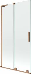 Mexen Velar L kádparaván 2 szárnyú toló 100 x 150 cm, áttetsző, csiszolt réz - 896-100-003-01-65