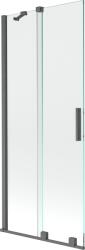 Mexen Velar 80 x 150 cm-es, kettős szárnyas, eltolható kádparaván, átlátszó, szürke szálcsiszolt - 896-080-000-01-66