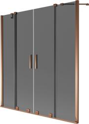 Mexen Velar Duo kétszárnyú, 140 x 150 cm-es eltolható kádparaván, grafit, rózsaarany - 896-140-000-42-60