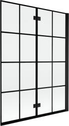 Mexen Mist kádparaván 2-szárnyas jobb 130 x 150 cm, fekete rács, fekete - 8A9-130-002-70-77-P