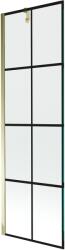 Mexen Next 1-szárnyú zuhanyfal 60 x 150 cm, fekete rácsos, arany - 895-060-000-00-77-50
