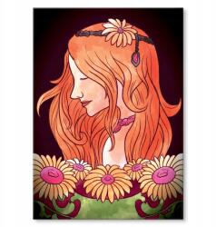 SteelPoster Fém poszter Lány virággal Tábla 30 x 42 cm +ajándék (plakat dekoracyjny, metalowa tablica, szyld)
