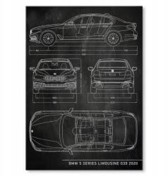SteelPoster Fém poszter Bmw 5 Limousine Slate Tábla Tepsi 22 x 31 cm +ajándék (plakat dekoracyjny, metalowa tablica, szyld)