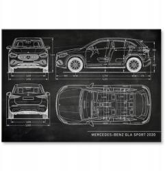 SteelPoster Fém poszter Mercedes Gla Slate Tábla 30 x 42 cm +ajándék (plakat dekoracyjny, metalowa tablica, szyld)