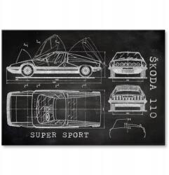 SteelPoster Fém poszter Skoda 110 Sport Autó-Motor Szabadalom Slate Prez (plakat dekoracyjny, metalowa tablica, szyld) - allegro - 7 490 Ft