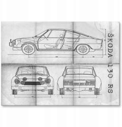 SteelPoster Fém poszter Skoda 130 Rs Autó-Motor Patent Daily 42 x 59 (plakat dekoracyjny, metalowa tablica, szyld)