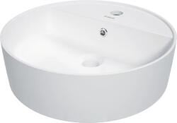 Deante Round pultra tehető kerámia mosdó 42 cm csaptelep szigettel, matt fehér CGR_AU4B (CGR_AU4B)